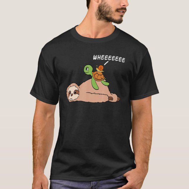 Sloth Turtle Snail Funny Animal Lover T-Shirt (Front)