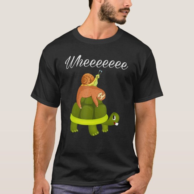 Sloth Turtle Snail Piggyback  Animal Lazy Sloth Te T-Shirt (Front)