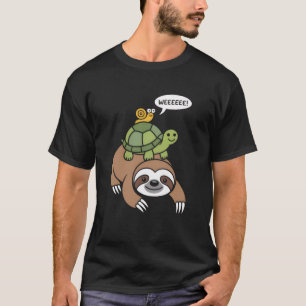 Sloth Turtle Snail Piggyback Animal Running Wild  T-Shirt