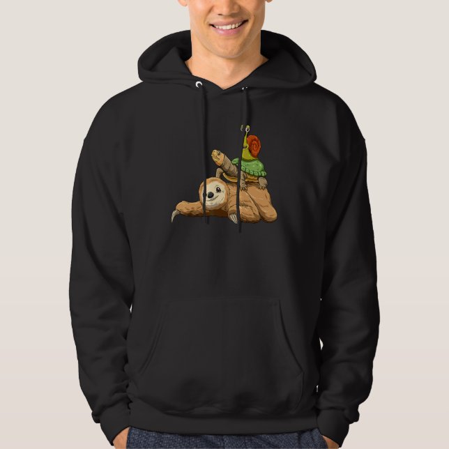 Sloth Turtle Snail Running Sloth Lovers Hoodie (Front)