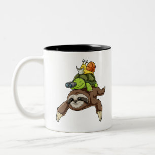 Sloth Turtle Snail Shirt Piggyback Running Riding Two-Tone Coffee Mug