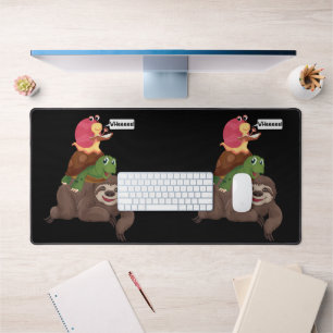 Sloth Turtle Snail Team Piggyback Slow Graphic Desk Mat