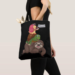 Sloth Turtle Snail Team Piggyback Slow Graphic Tote Bag