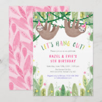 Sloth TWIN GIRL Birthday Party in Pink and White