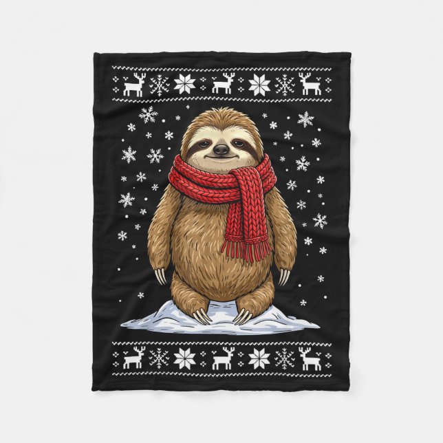 Sloth Ugly Christmas  Fleece Blanket (Front)