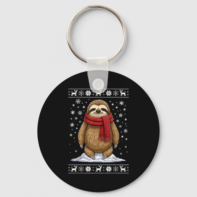 Sloth Ugly Christmas  Key Ring (Front)