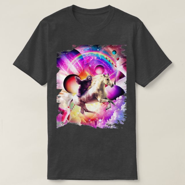 Sloth Unicorn Milkshake Rainbow T-Shirt (Design Front)