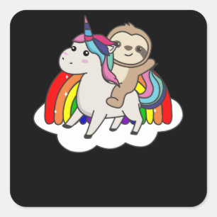 Sloth Unicorn Rainbow Animals Unicorns Square Sticker
