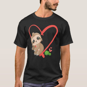 Sloth Valentine Heart Valentines Day Sloth T-Shirt
