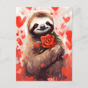 Sloth Valentines day Postcard