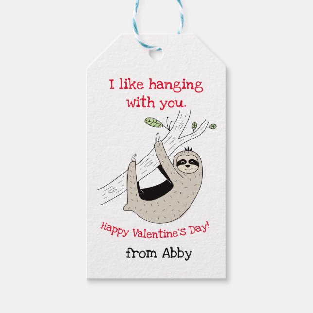 Sloth Valentine's Day Tag (Front)
