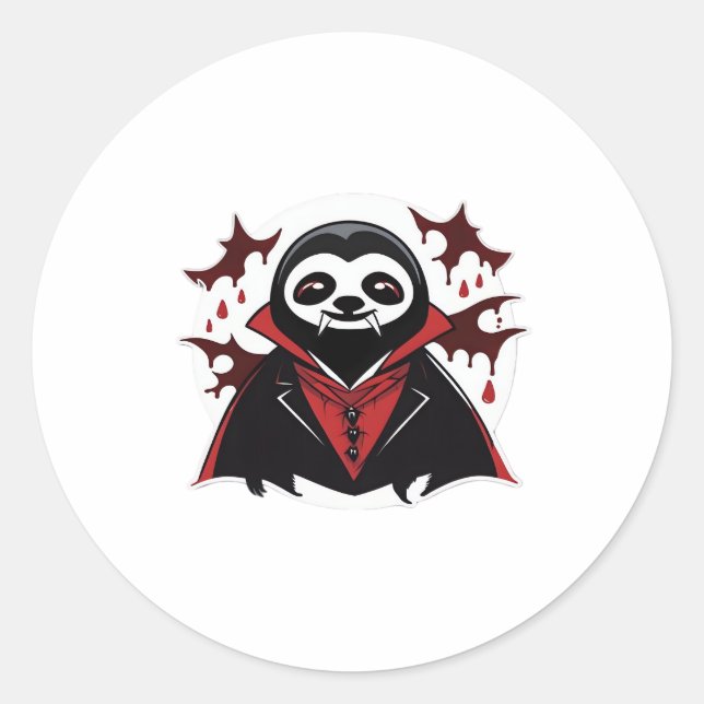 Sloth vampire Classic T-Shirt_1 Round Sticker (Front)