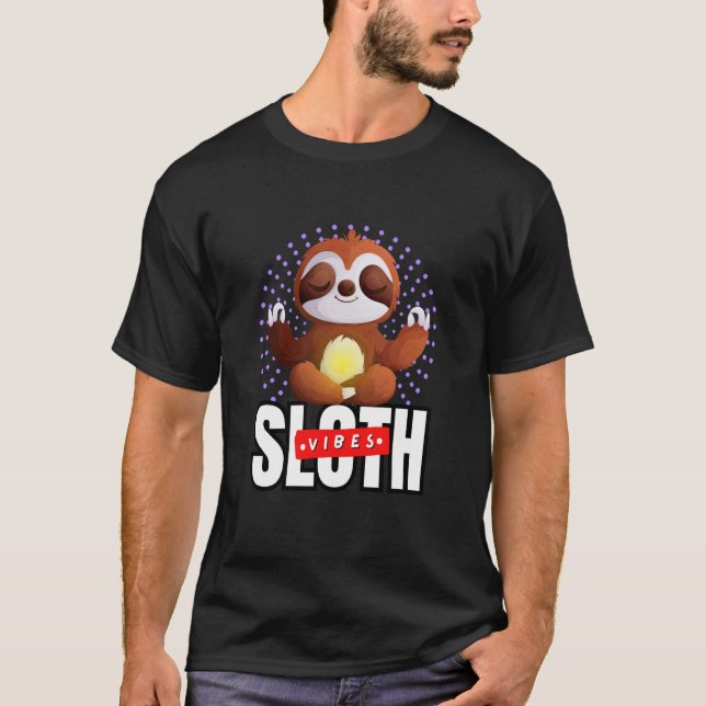 Sloth Vibes Yoga Pose Design T-Shirt (Front)