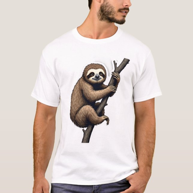Sloth Vintage Engraving Graphic Tee (2) (Front)