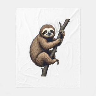 Sloth Vintage Engraving Graphic Tee (2) Fleece Blanket
