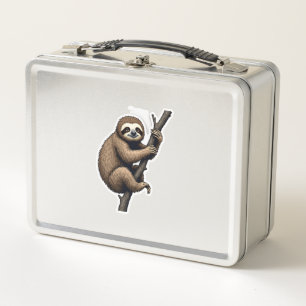 Sloth Vintage Engraving Graphic Tee (2) Metal Lunch Box