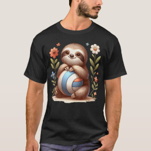 Sloth Volleyball Player Cute Sports Design family T-Shirt