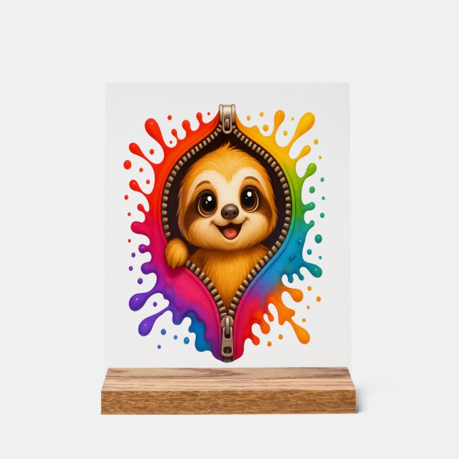 Sloth Watercolor Acrylic Sign (Front)