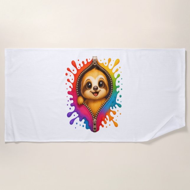 Sloth Watercolor Beach Towel (Front)