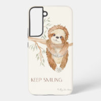 Sloth Watercolor Boho Keep Smiling Tree Foliage