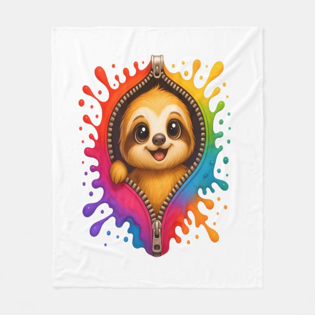 Sloth Watercolor Fleece Blanket (Front)