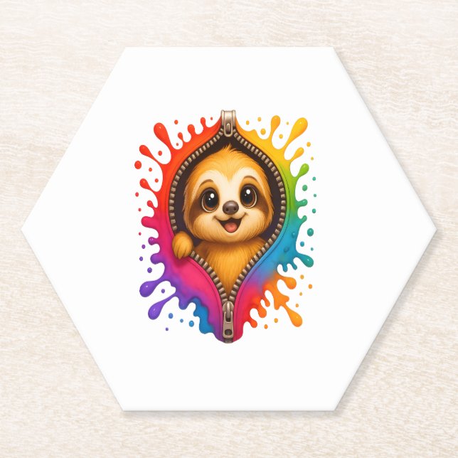 Sloth Watercolor Paper Coaster (Front)