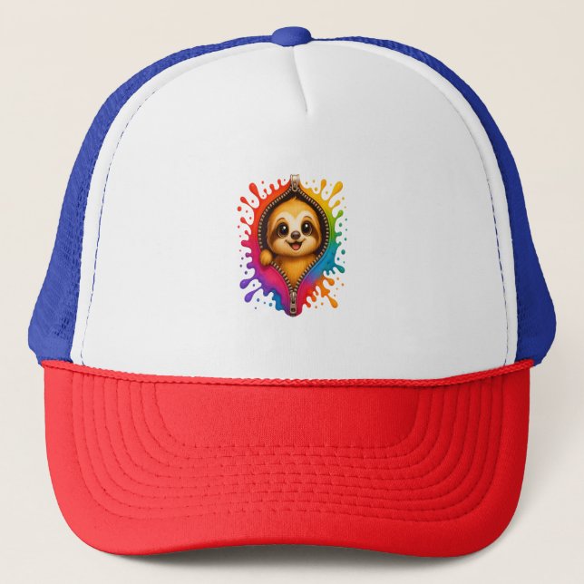 Sloth Watercolor Trucker Hat (Front)