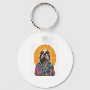Sloth Wear Sunglasses Hawaiian Vintage Key Ring