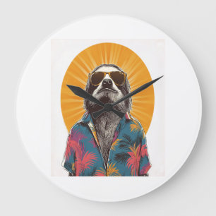 Sloth Wear Sunglasses Hawaiian Vintage Large Clock