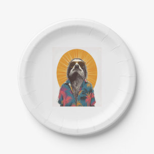 Sloth Wear Sunglasses Hawaiian Vintage Paper Plate