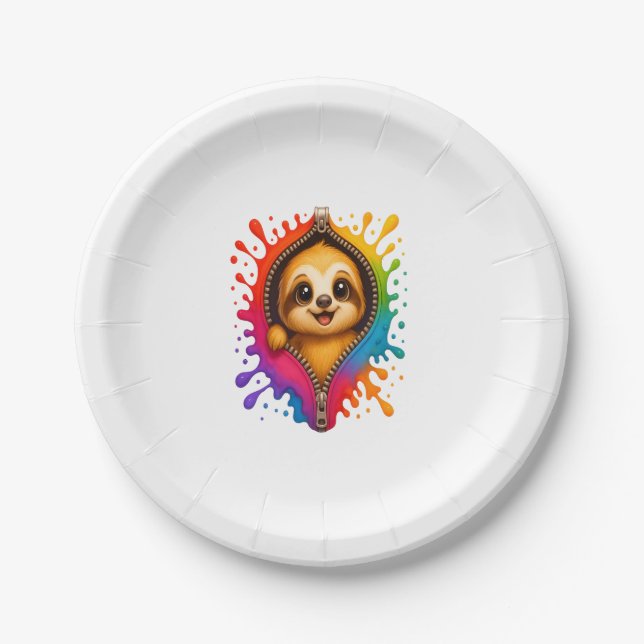 Sloth Wear Sunglasses Hawaiian Vintage Paper Plate (Front)