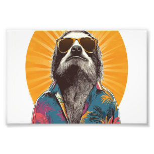 Sloth Wear Sunglasses Hawaiian Vintage Photo Print
