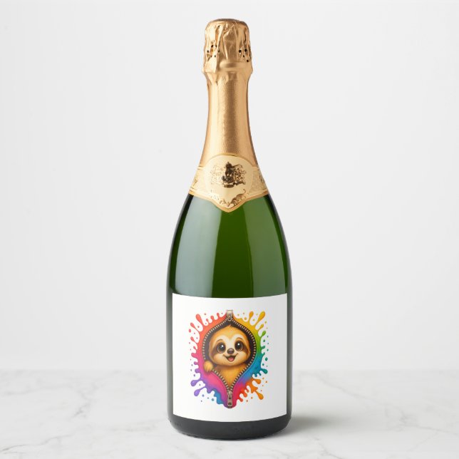 Sloth Wear Sunglasses Hawaiian Vintage Sparkling Wine Label (Front)