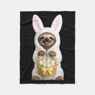 Sloth Wearing Easter Bunny Funny Cute Costume Fleece Blanket