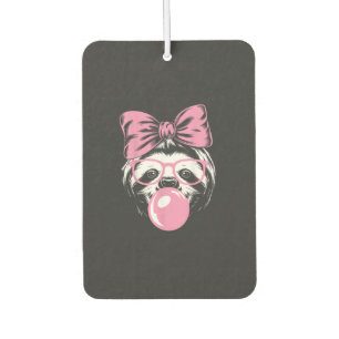 Sloth Wearing Glasses and Blowing Pink Bubble Gum  Car Air Freshener