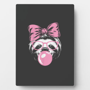 Sloth Wearing Glasses and Blowing Pink Bubble Gum  Plaque
