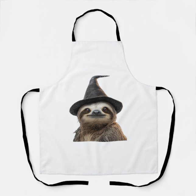 Sloth Wearing Halloween Witch Hat Classic T-Shirt Apron (Front)