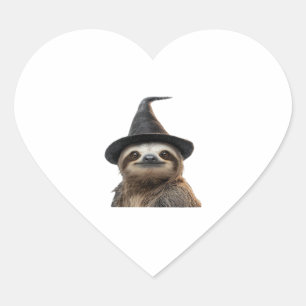 Sloth Wearing Halloween Witch Hat Classic T-Shirt Heart Sticker
