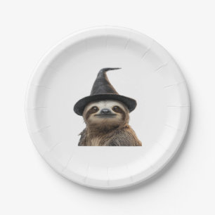 Sloth Wearing Halloween Witch Hat Classic T-Shirt Paper Plate