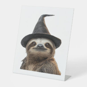 Sloth Wearing Halloween Witch Hat Classic T-Shirt Pedestal Sign