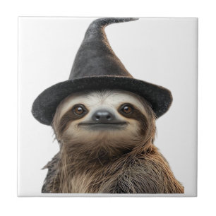 Sloth Wearing Halloween Witch Hat Classic T-Shirt Tile