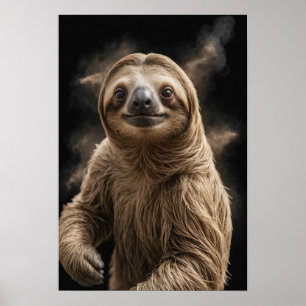 Sloth Wild Animal Elegant Dramatic Mist Portrait Poster