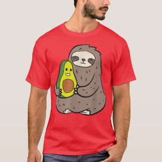 Sloth With Avocado Fruit Cute Avocados And Sloth  T-Shirt