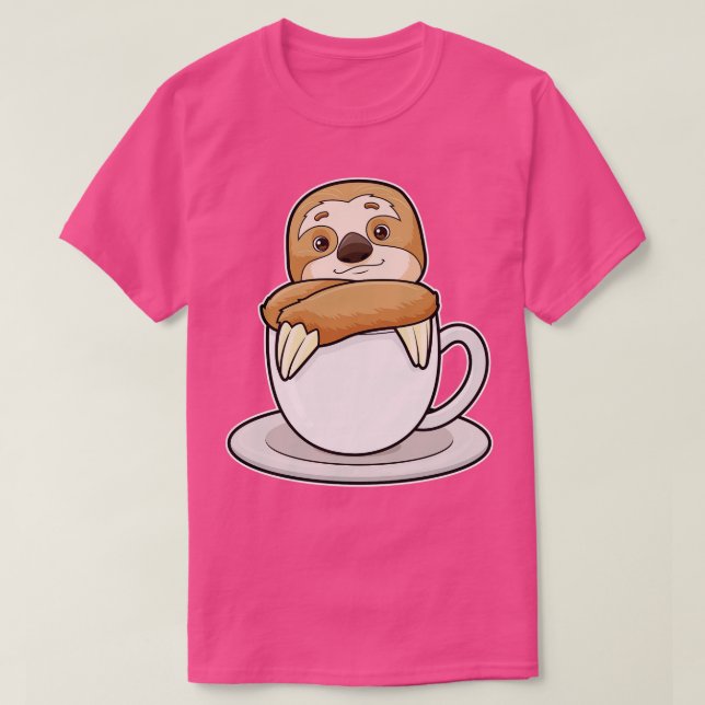 Sloth with Cup of Coffee 2 T-Shirt (Design Front)
