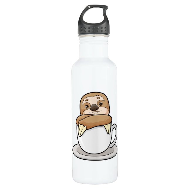 Sloth with Cup of Coffee 710 Ml Water Bottle (Front)