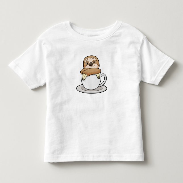 Sloth with Cup of Coffee Toddler T-Shirt (Front)