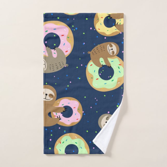 Sloth with doughnuts  hand towel (Hand Towel)