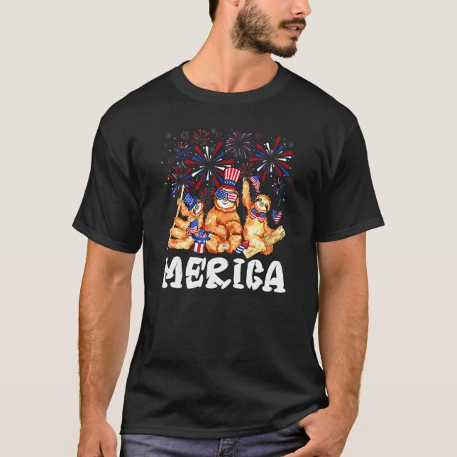 Sloth With Fireworks Sunglasses Hat Merica  4th Of T-Shirt (Front)