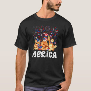 Sloth With Fireworks Sunglasses Hat Merica 4th Of T-Shirt