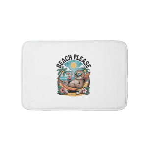 Sloth with Ice Cream Summer Beach Please Bath Mat